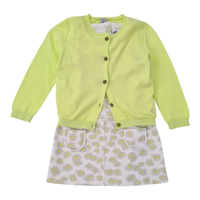 Petit Bateau Kleid + Strickjacke Set Gr. 92 / 3 Jahre