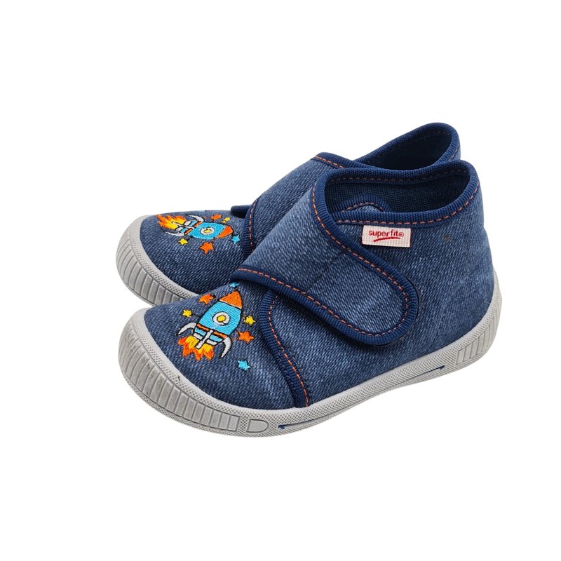 Superfit Halbschuhe Gr. 23 – Jeansblau mit Raketen
